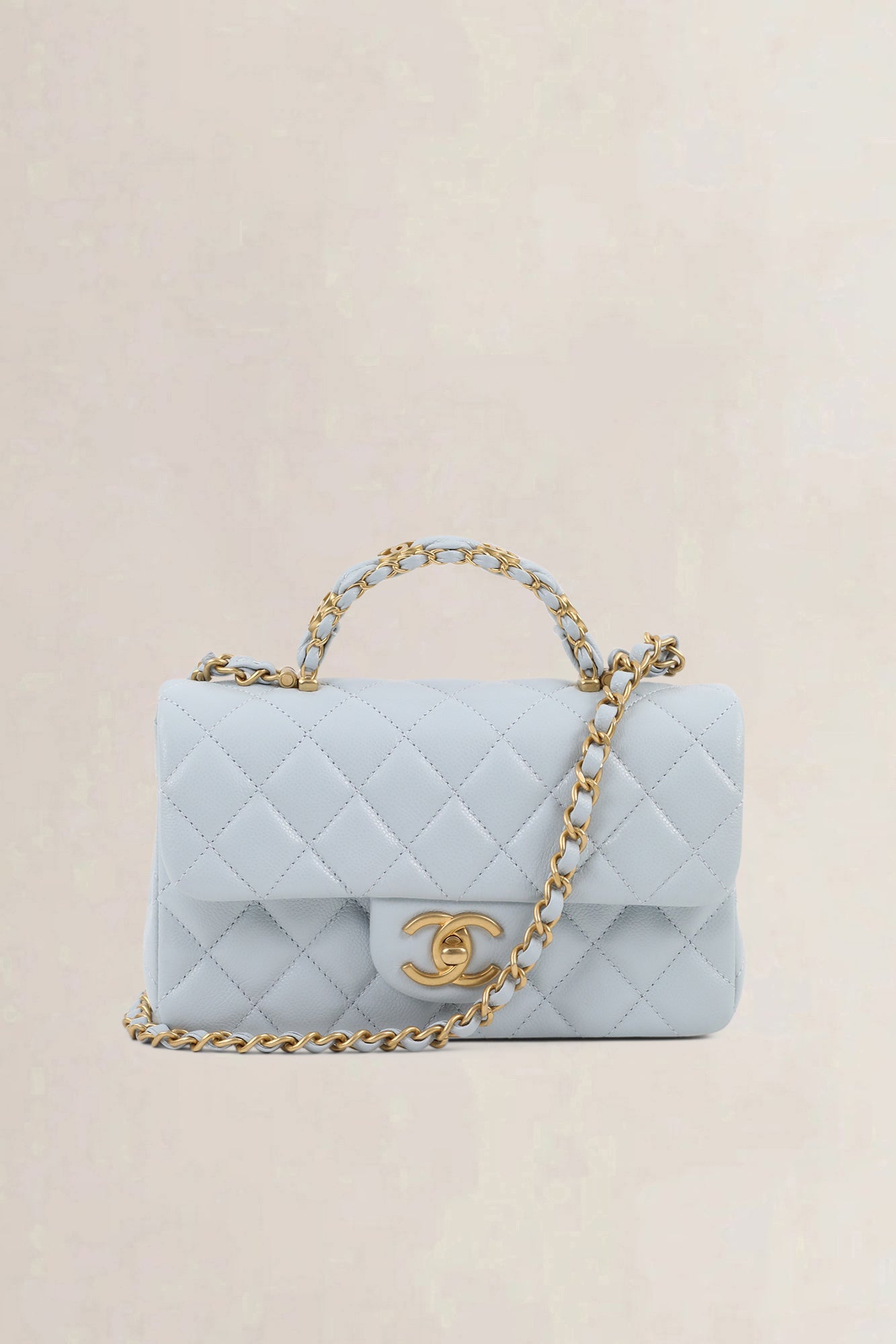 Chanel Blue Caviar Leather Rabat Poignée — vintage