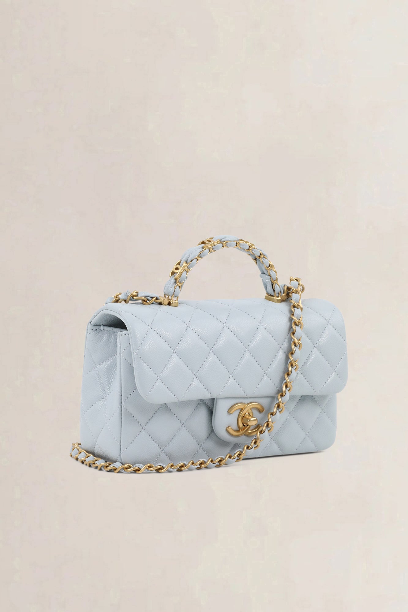Chanel Blue Caviar Leather Rabat Poignée Crossbody Bag