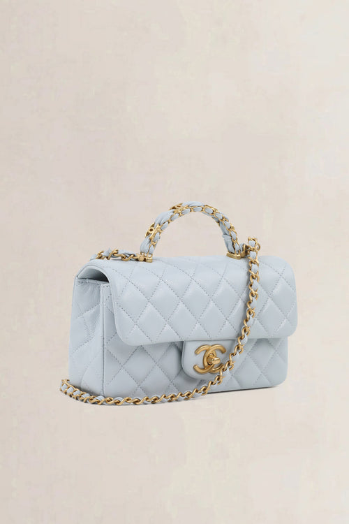 Chanel Blue Caviar Leather Rabat Poignée Crossbody Bag