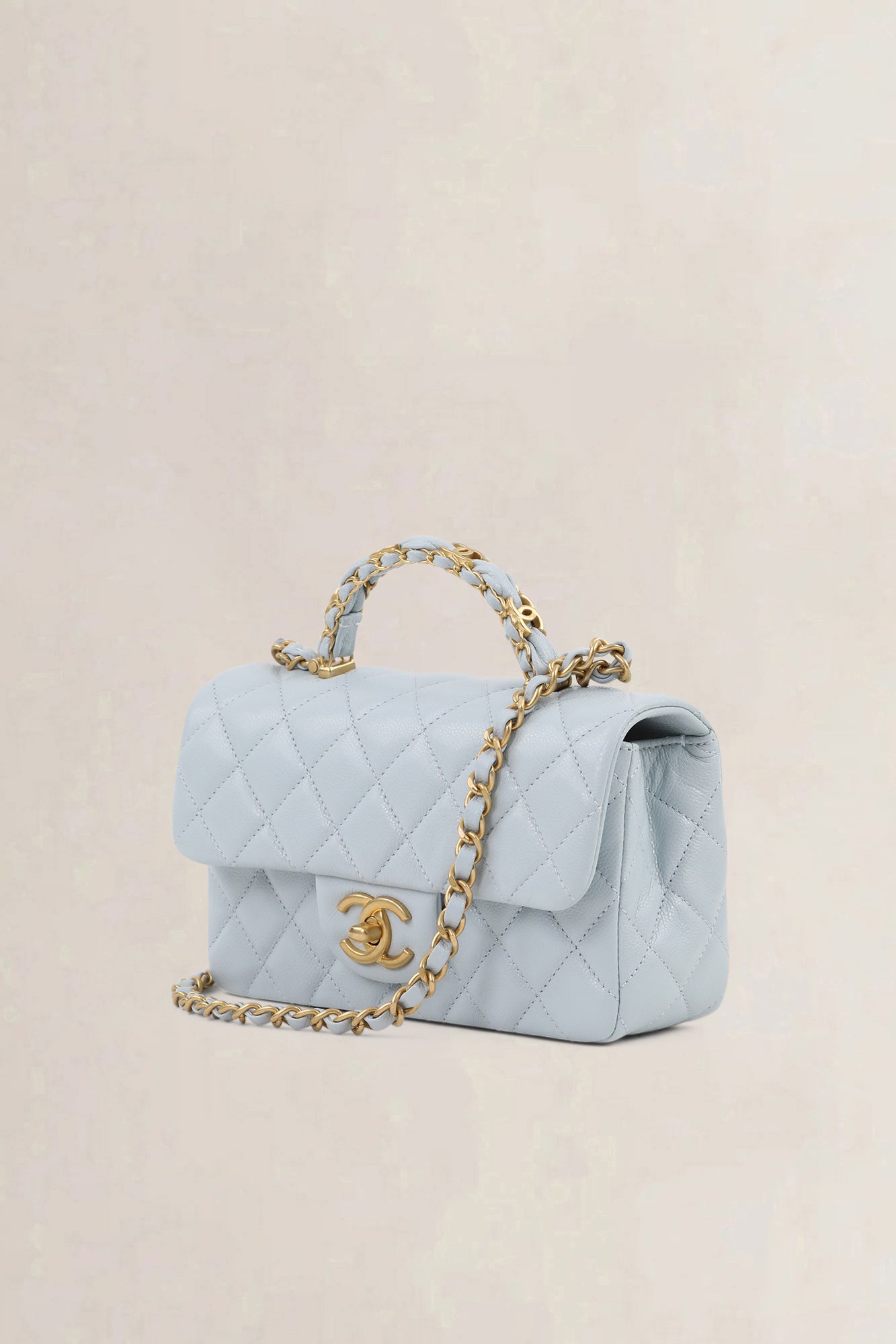 Chanel Blue Caviar Leather Rabat Poignée Crossbody Bag
