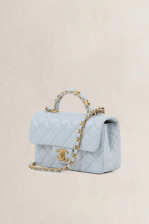 Chanel Blue Caviar Leather Rabat Poignée Crossbody Bag