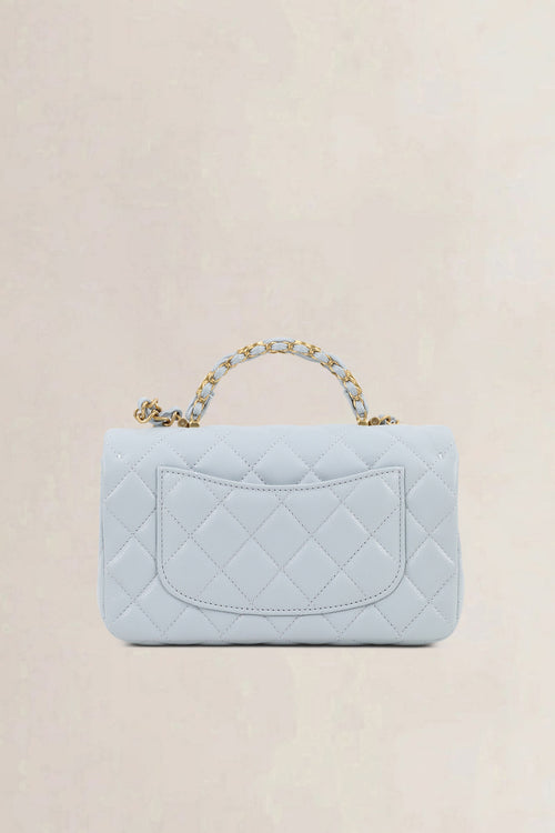 Chanel Blue Caviar Leather Rabat Poignée Crossbody Bag