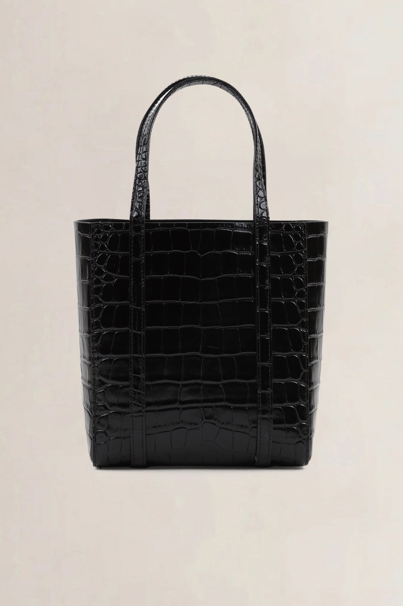 Balenciaga Black Crocodile Embossed Leather Everyday Tote Bag