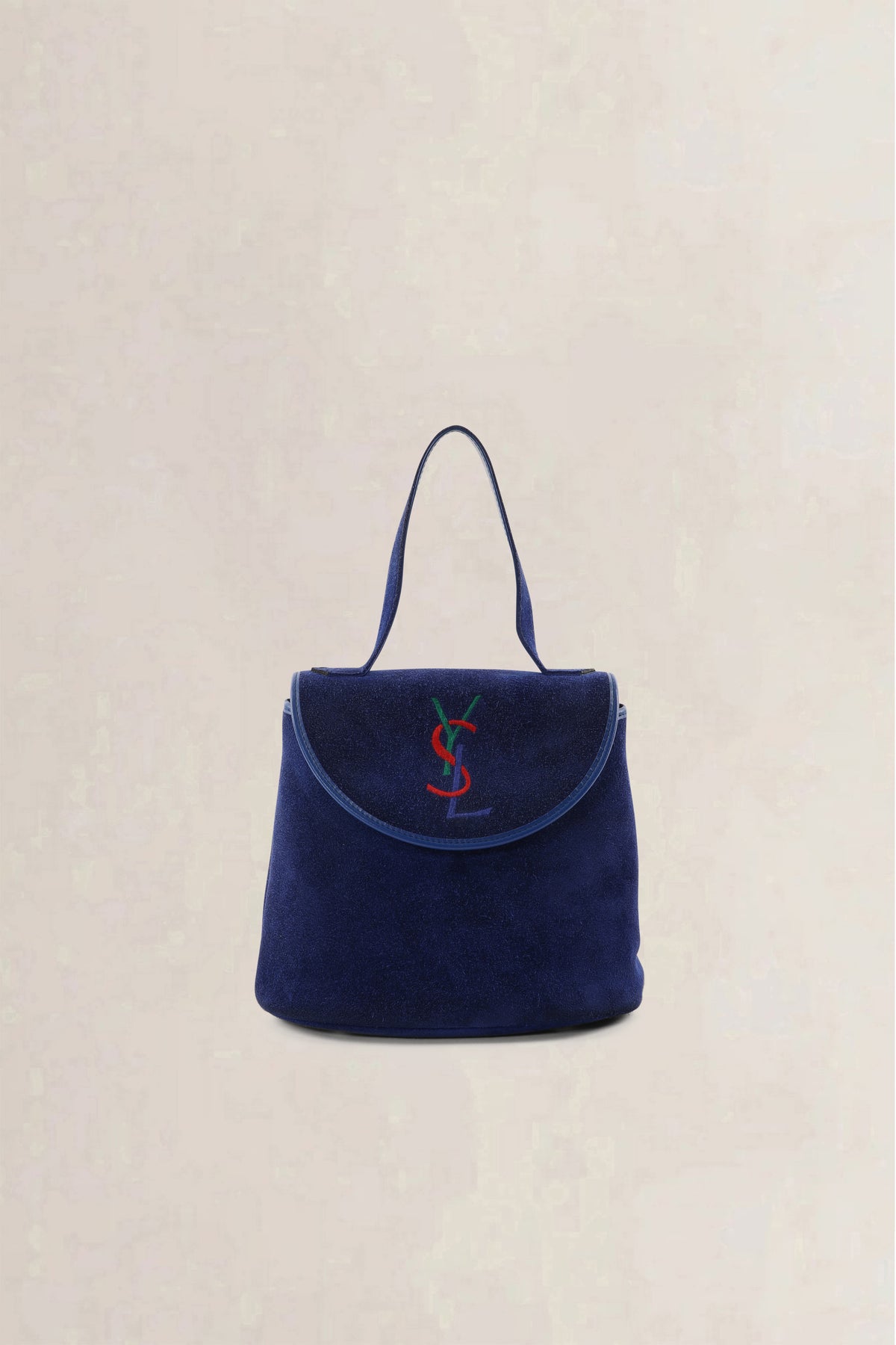 Saint Laurent Vintage Navy Suede Top Handle Bag