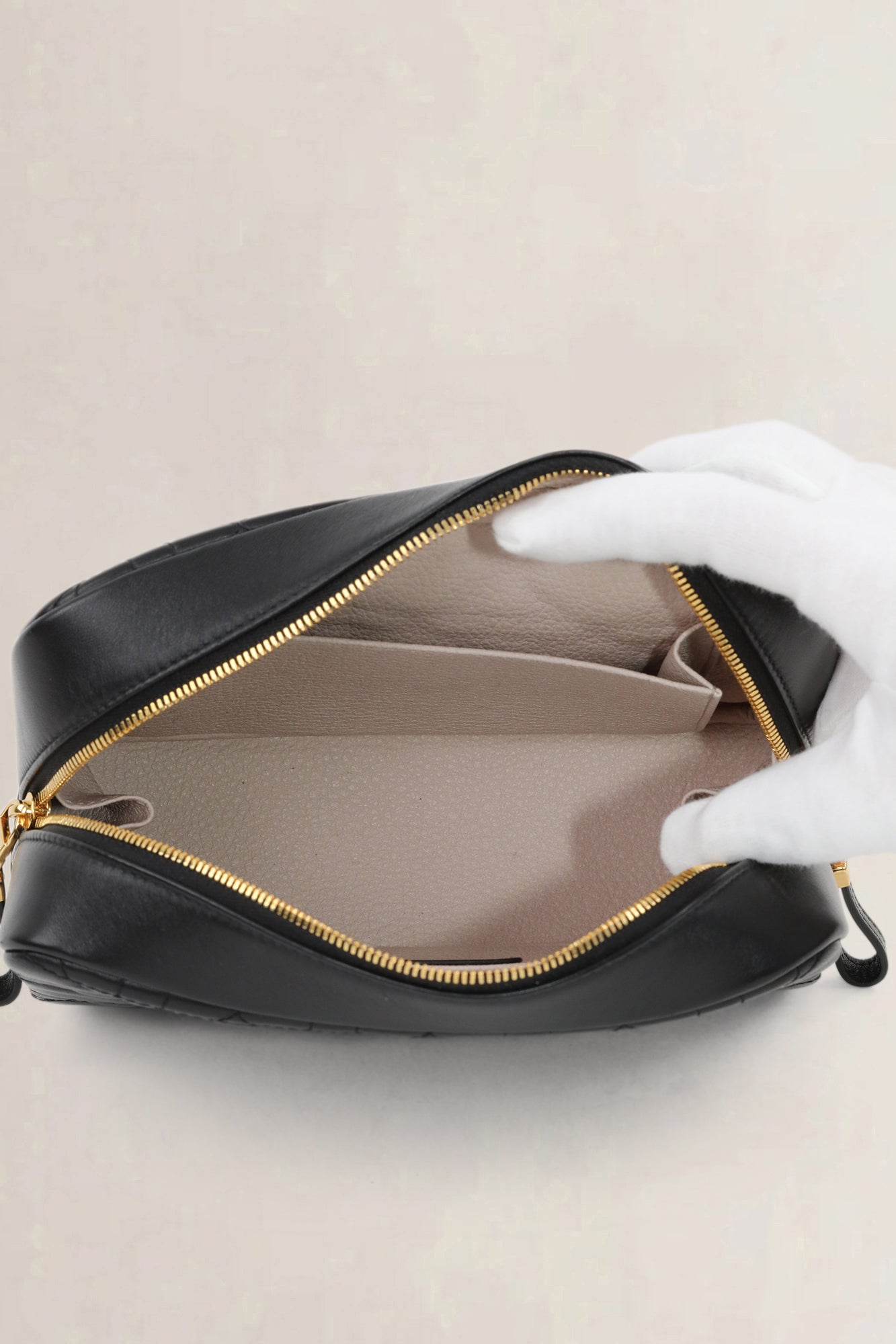 Christian Dior Black Cannage Leather Caro Zip Pouch