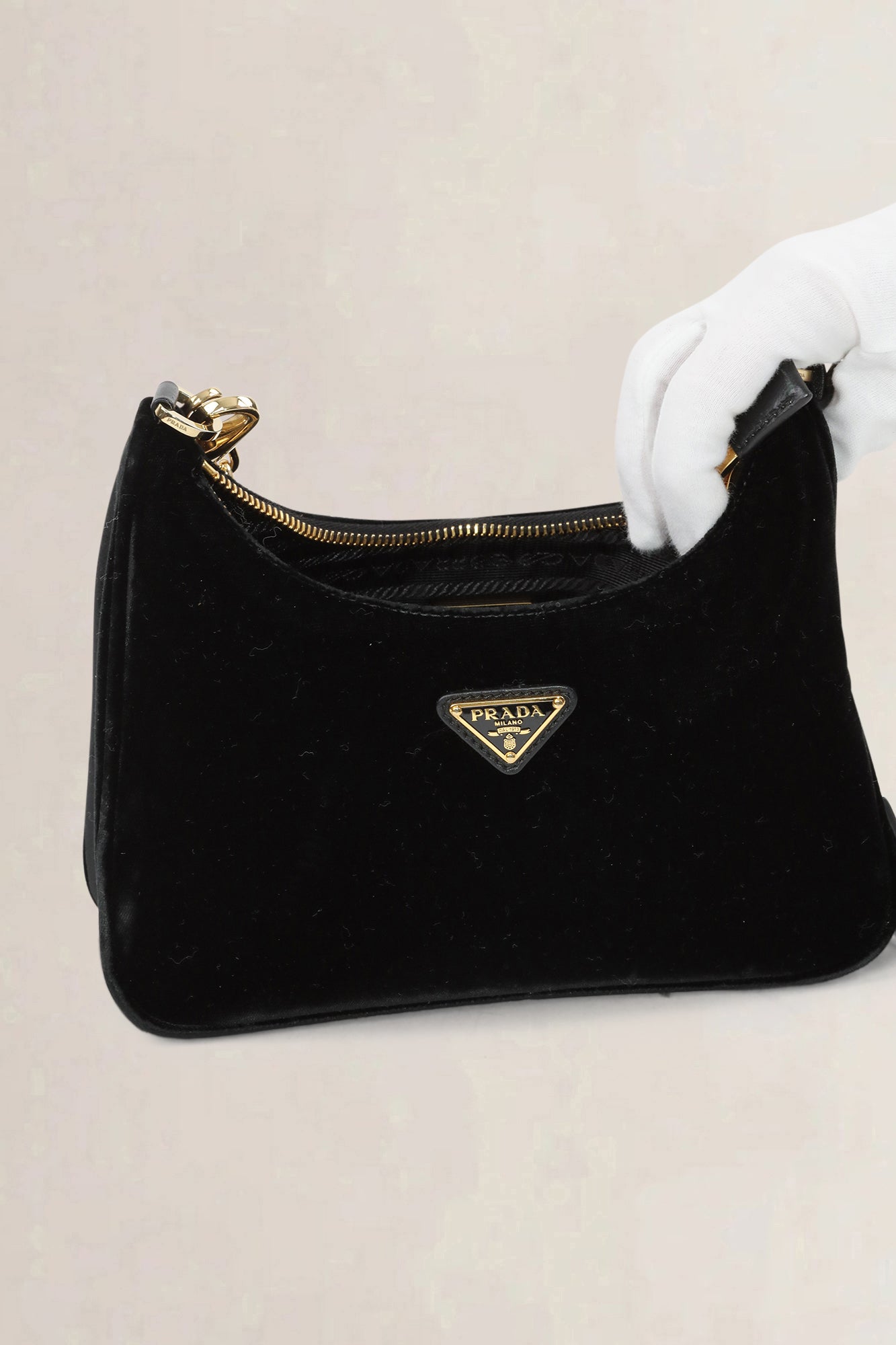 Prada Black Velvet Re-Edition Mini Shoulder Bag