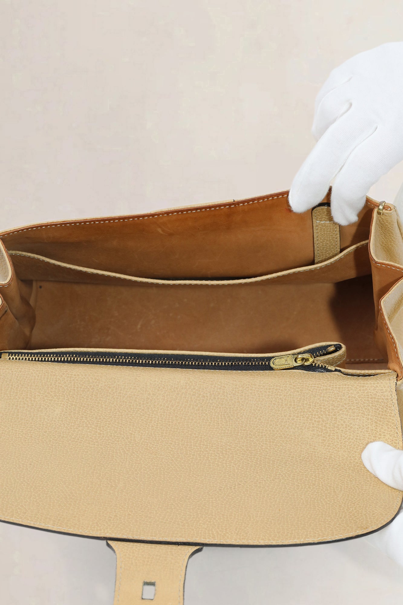 Delvaux Brillant Beige Jumping Calf Leather Top Handle Bag