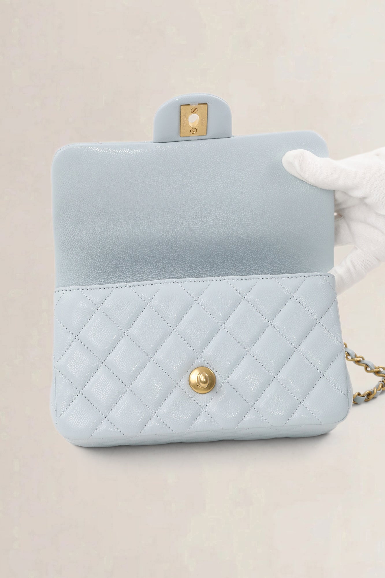 Chanel Blue Caviar Leather Rabat Poignée Crossbody Bag