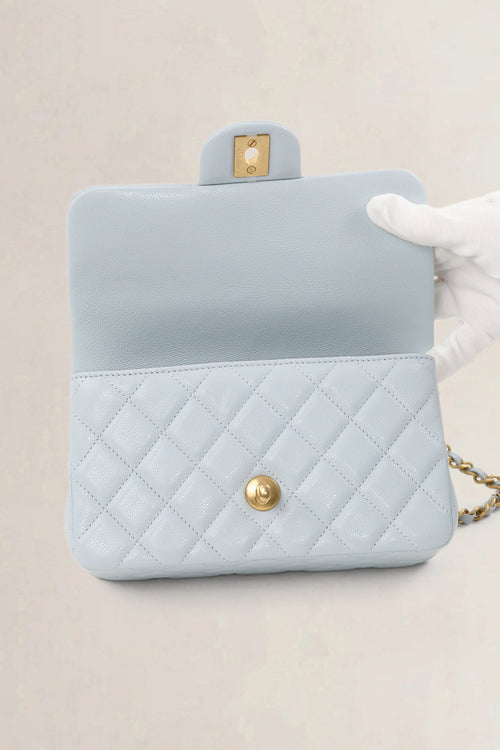 Chanel Blue Caviar Leather Rabat Poignée Crossbody Bag