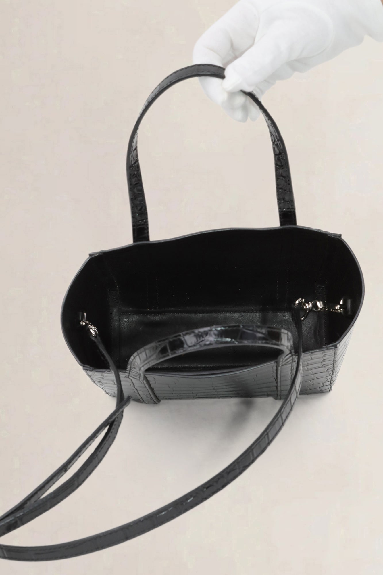 Balenciaga Black Crocodile Embossed Leather Everyday Tote Bag — preloved NOOS Ghent