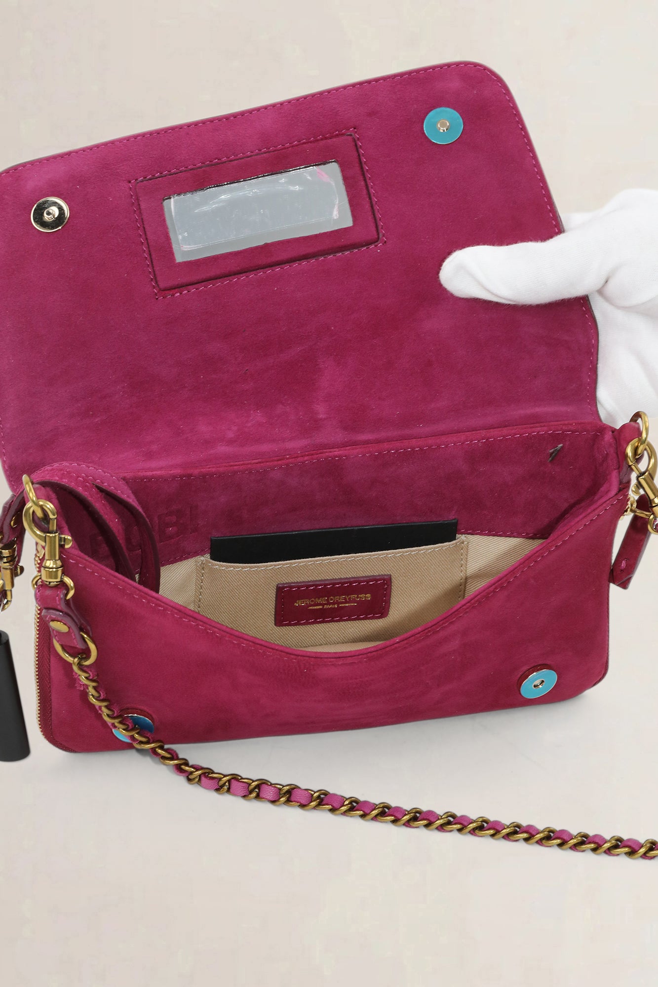 Jérome Dreyfuss Fuschia Bobi Split Suède Crossbody Bag