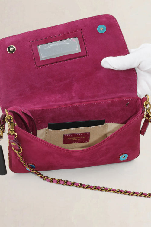 Jérome Dreyfuss Fuschia Bobi Split Suède Crossbody Bag