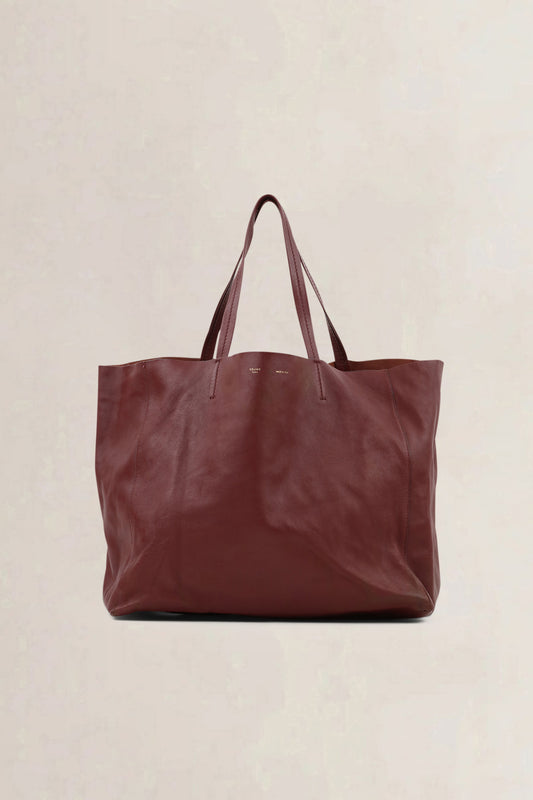Céline Burgundy Leather Horizontal Cabas Shoulder Bag
