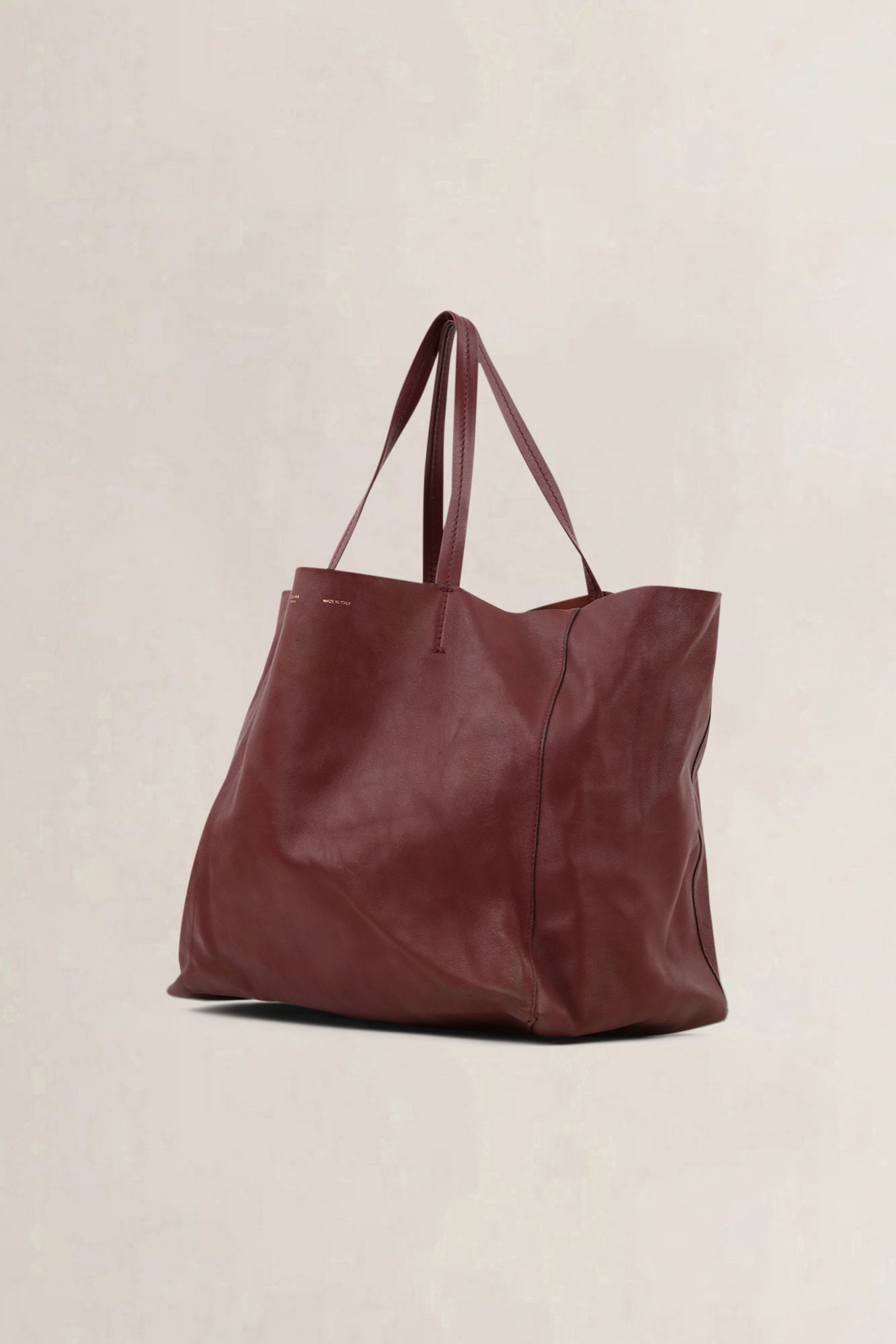 Céline Burgundy Leather Horizontal Cabas Shoulder Bag