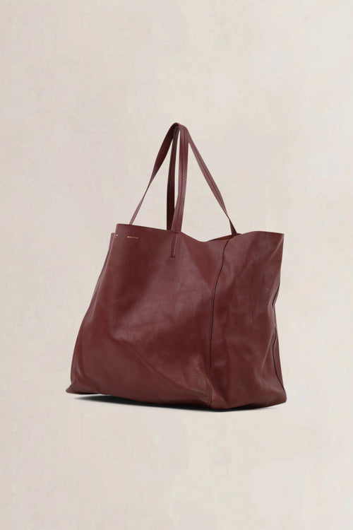Céline Burgundy Leather Horizontal Cabas Shoulder Bag