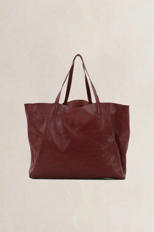 Céline Burgundy Leather Horizontal Cabas Shoulder Bag