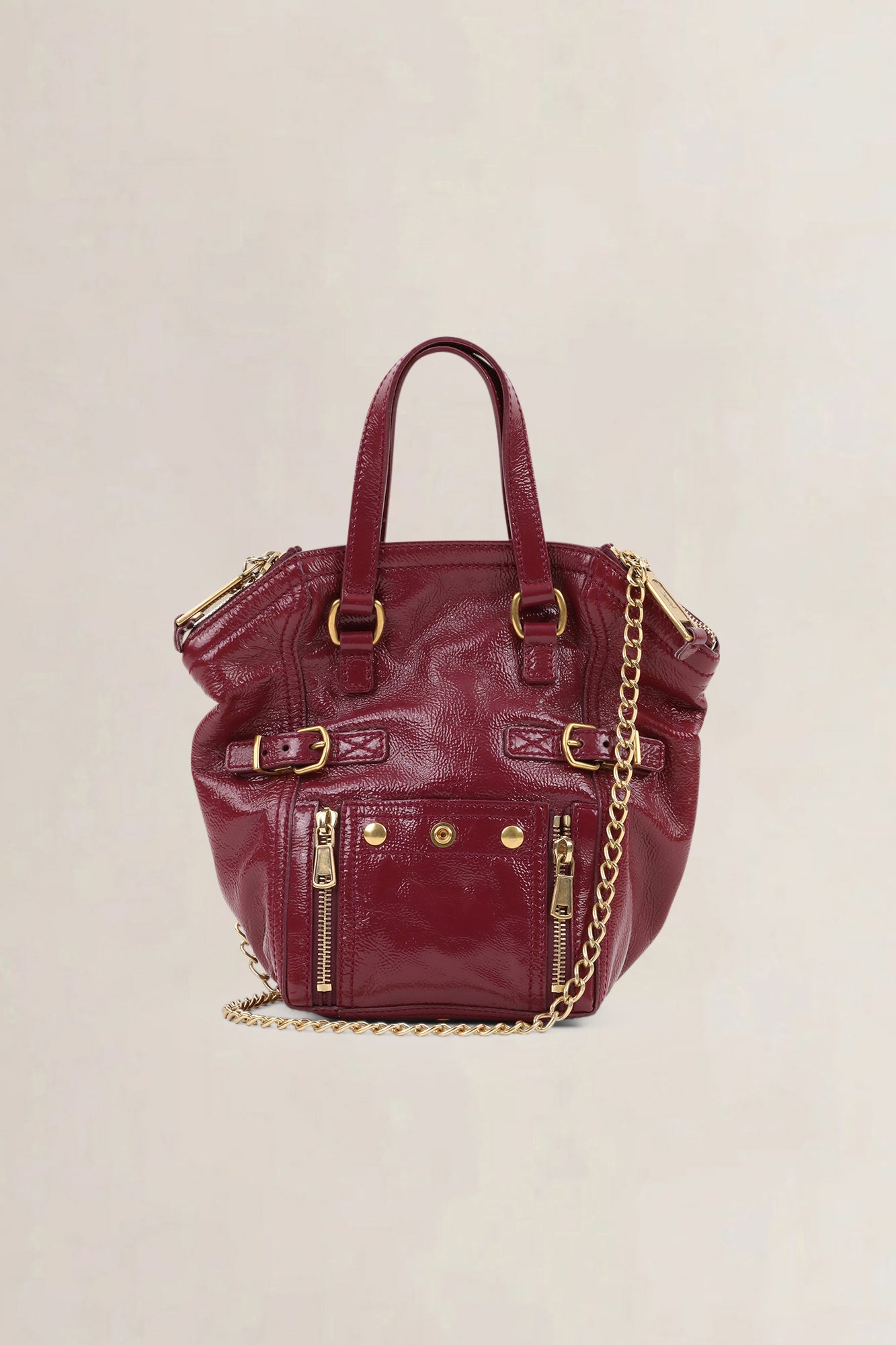 YSL Burgundy Patent Leather Mini Downton Crossbody Bag