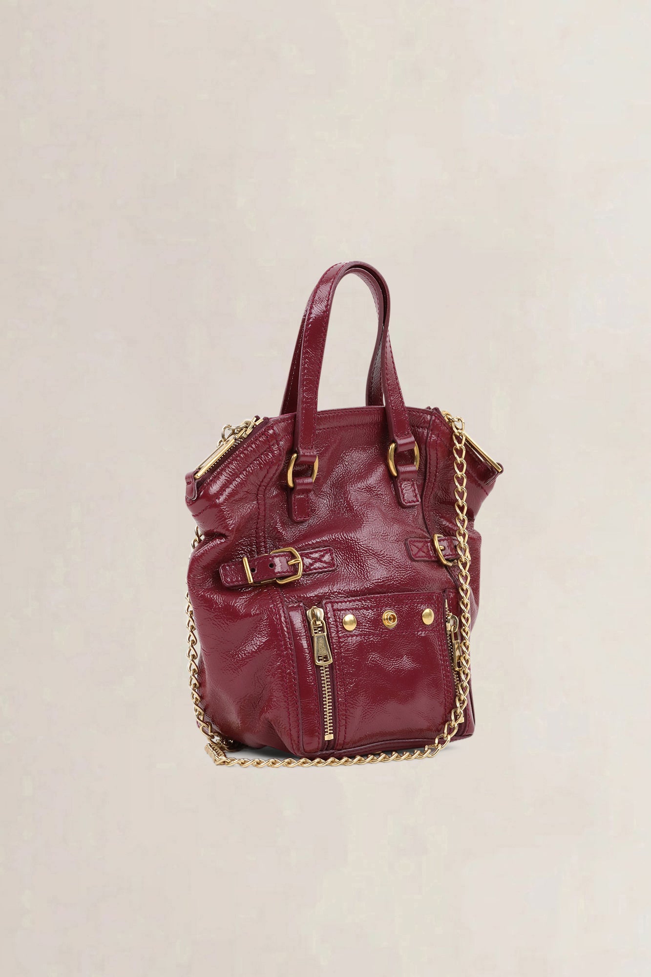 YSL Burgundy Patent Leather Mini Downton Crossbody Bag