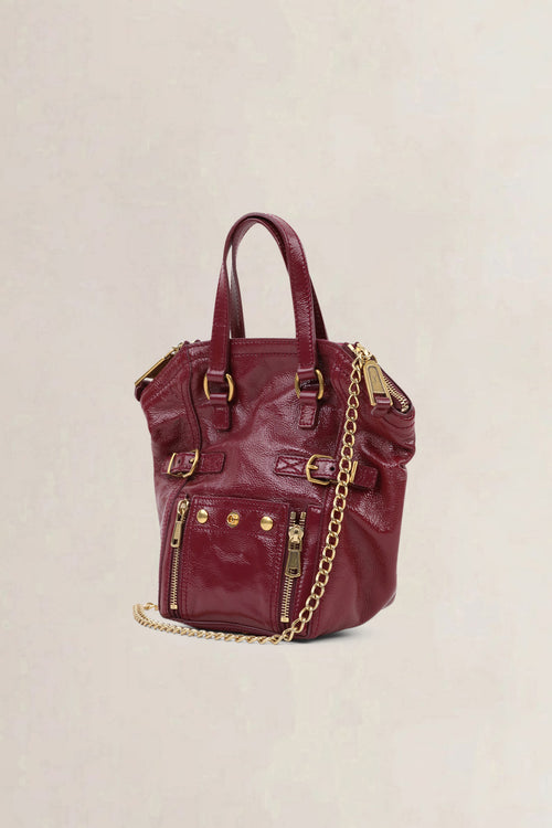YSL Burgundy Patent Leather Mini Downton Crossbody Bag