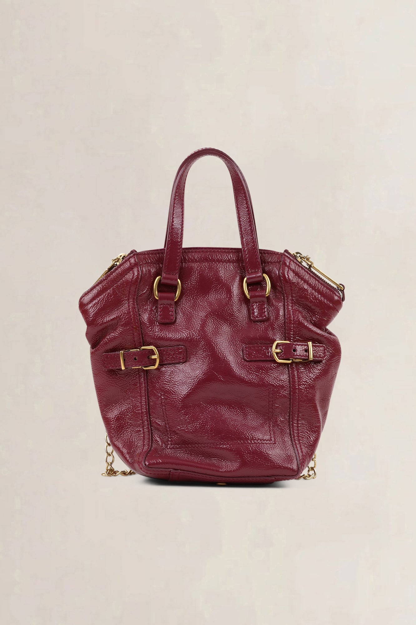 YSL Burgundy Patent Leather Mini Downton Crossbody Bag