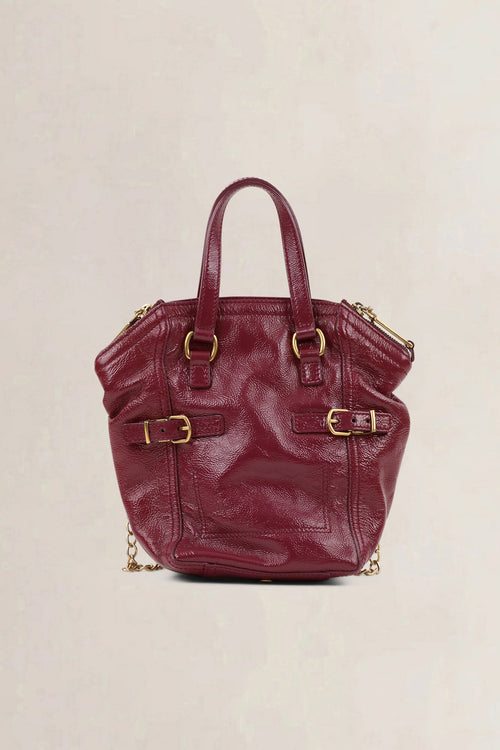 YSL Burgundy Patent Leather Mini Downton Crossbody Bag