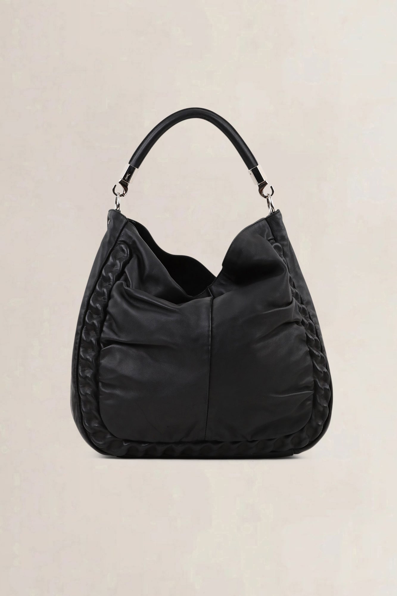 YSL Black Roady Chain Hobo Shoulder Bag