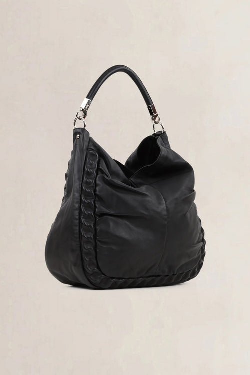 YSL Black Roady Chain Hobo Shoulder Bag