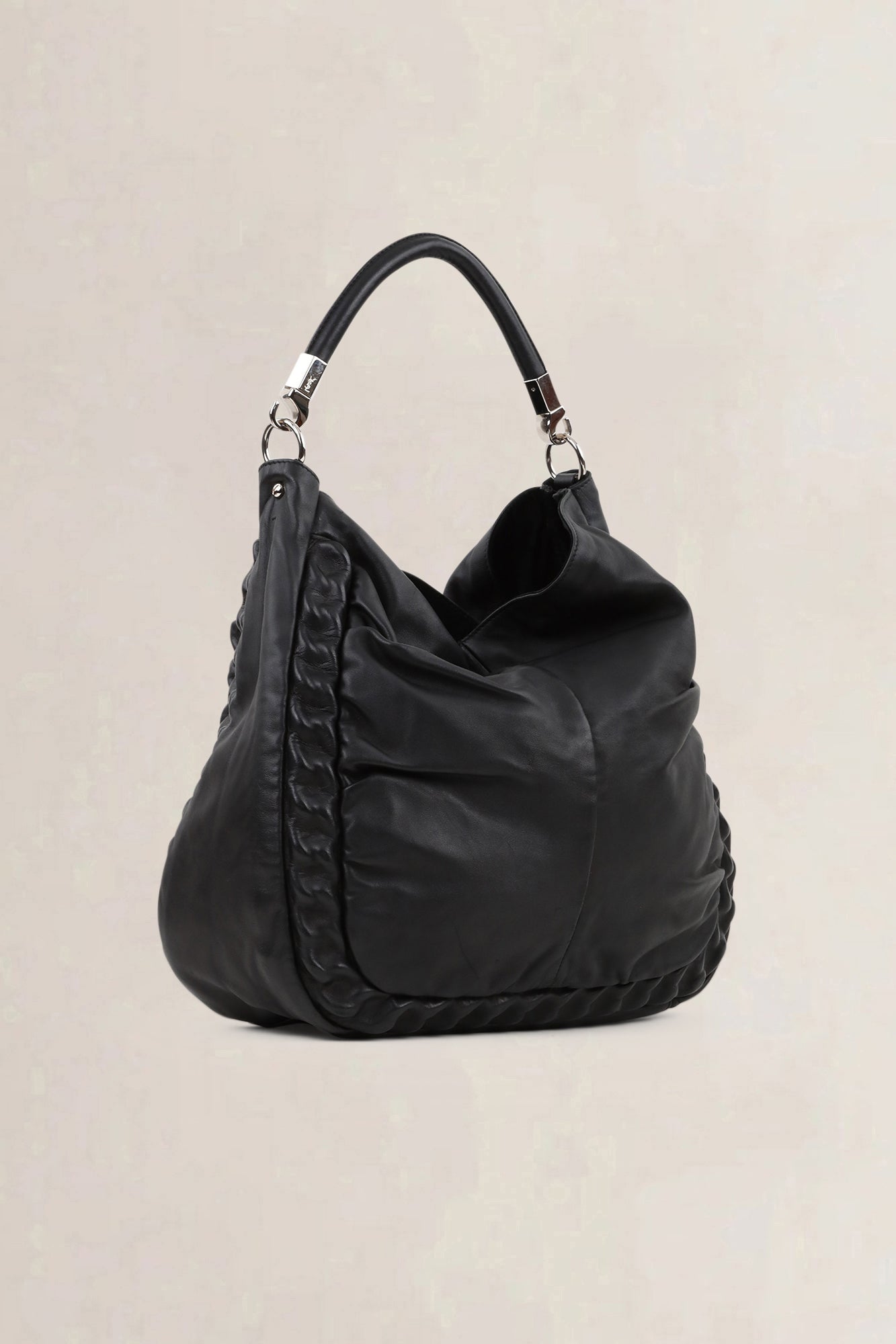 YSL Black Roady Chain Hobo Shoulder Bag