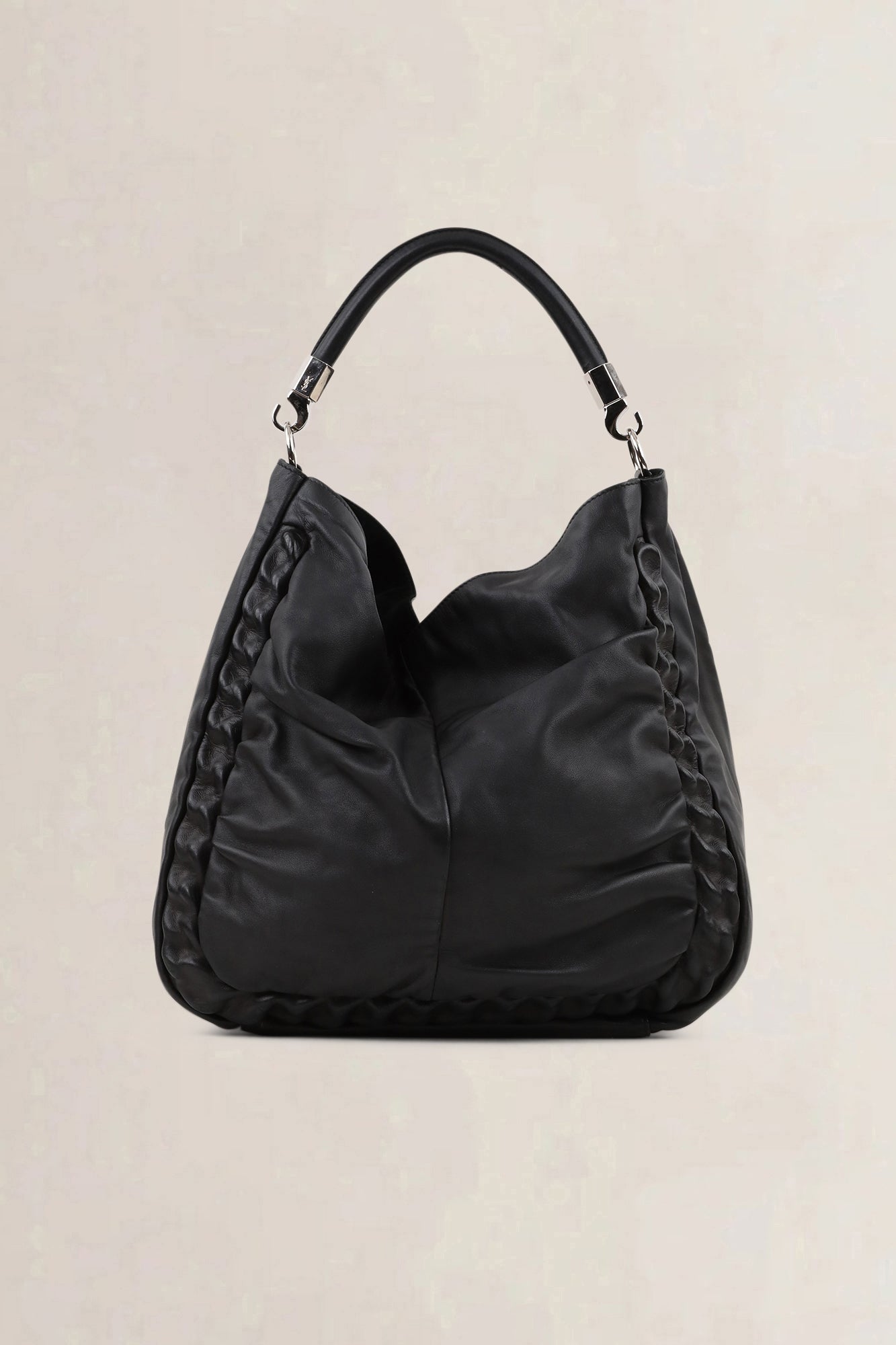 YSL Black Roady Chain Hobo Shoulder Bag