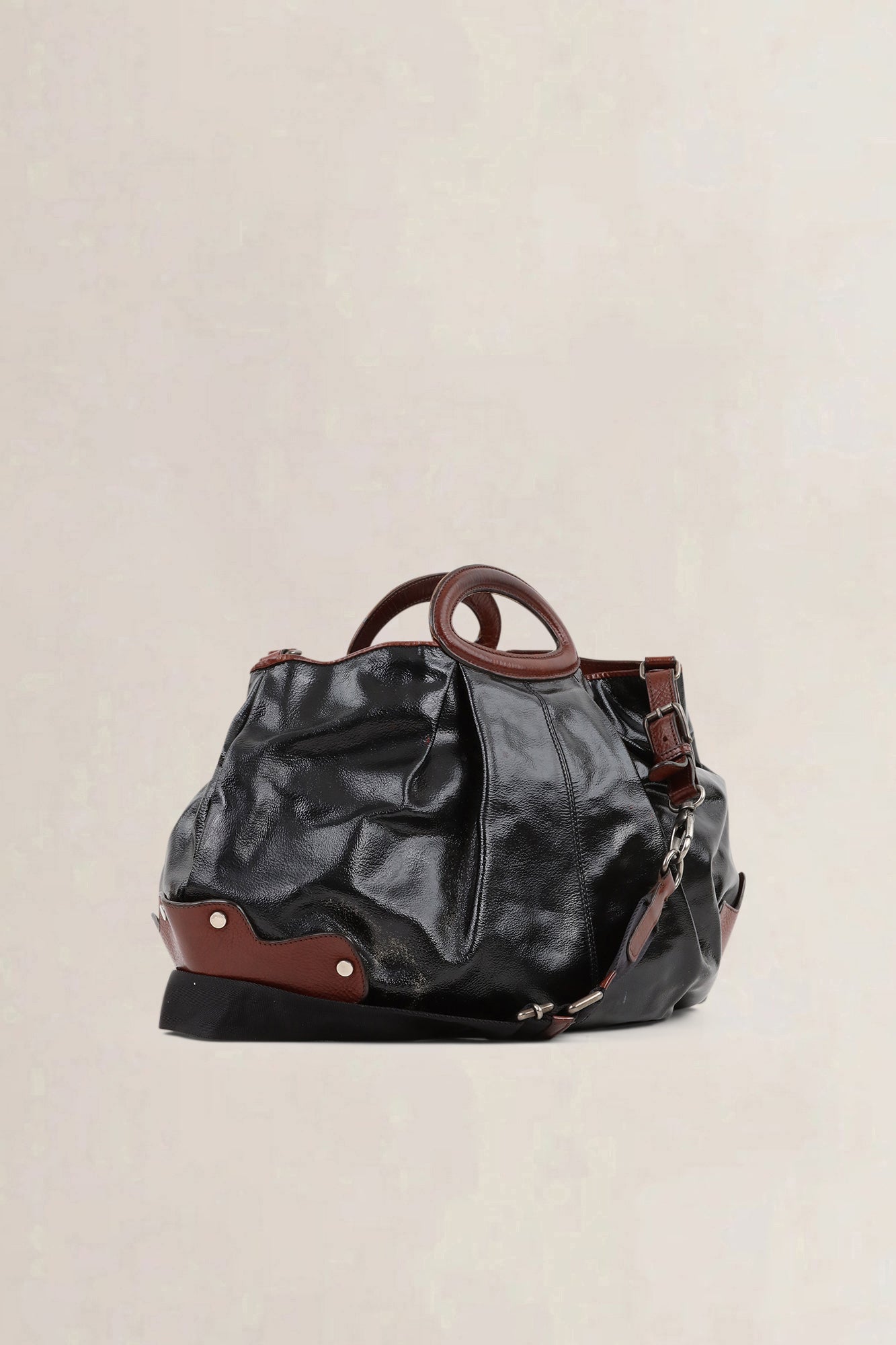 Marni Black Patent Leather Balloon Shoulder Bag