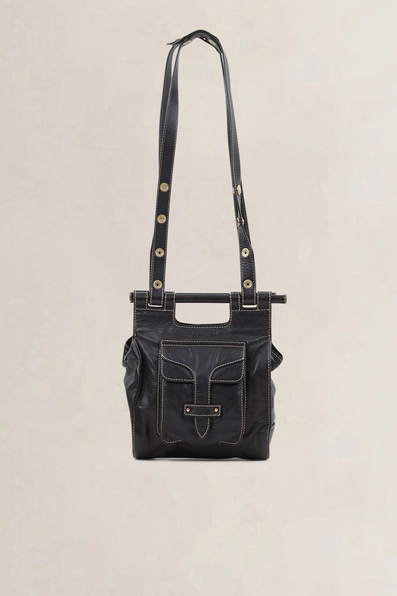 Loewe Black Leather Shoulder Bag