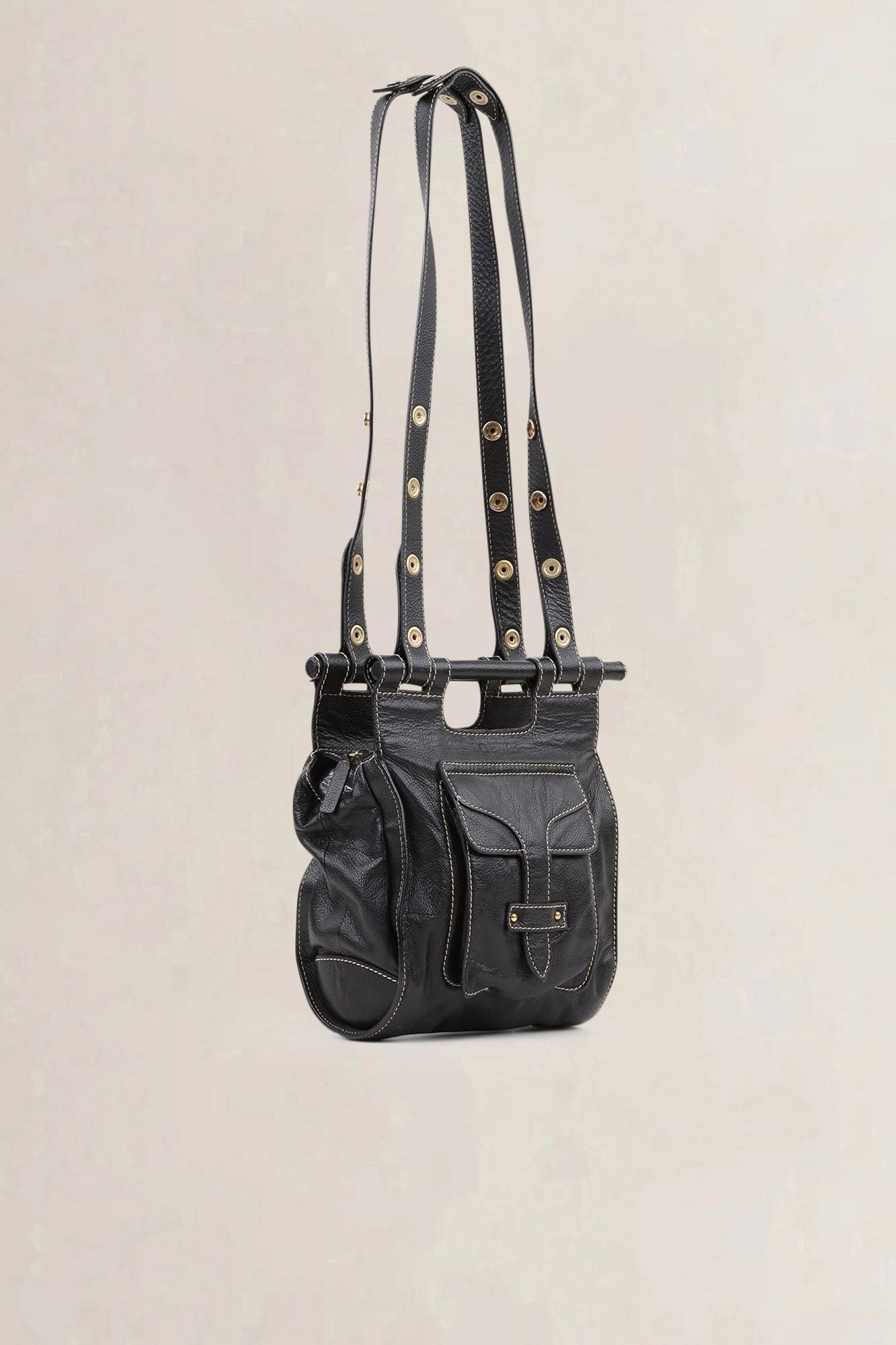 Loewe Black Leather Shoulder Bag