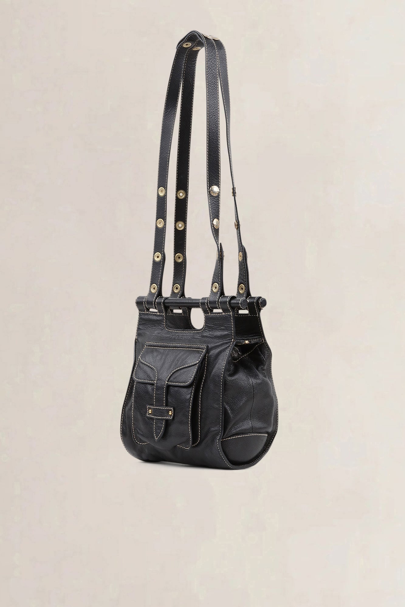Loewe Black Leather Shoulder Bag