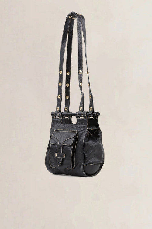 Loewe Black Leather Shoulder Bag