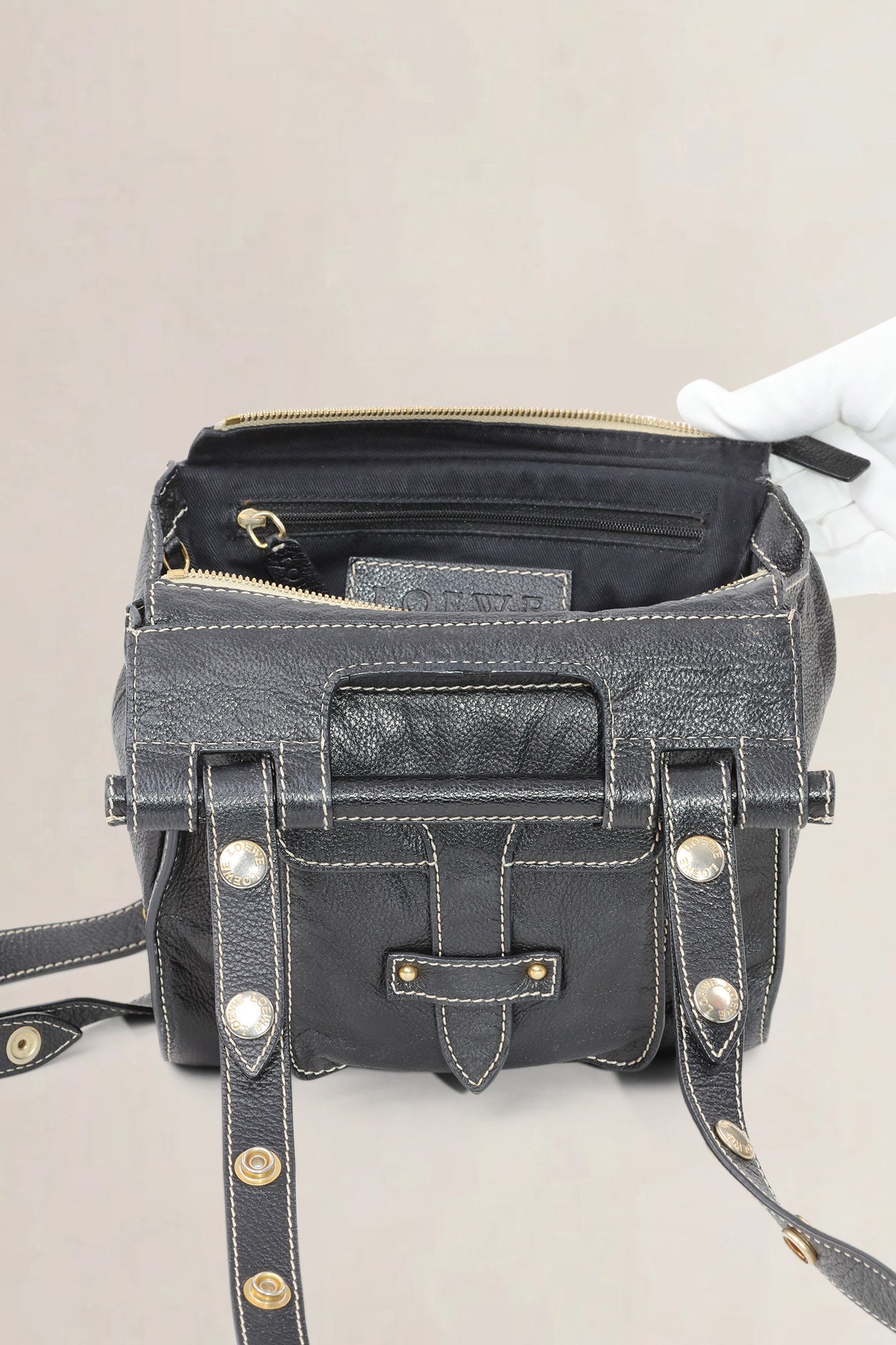 Loewe Black Leather Shoulder Bag