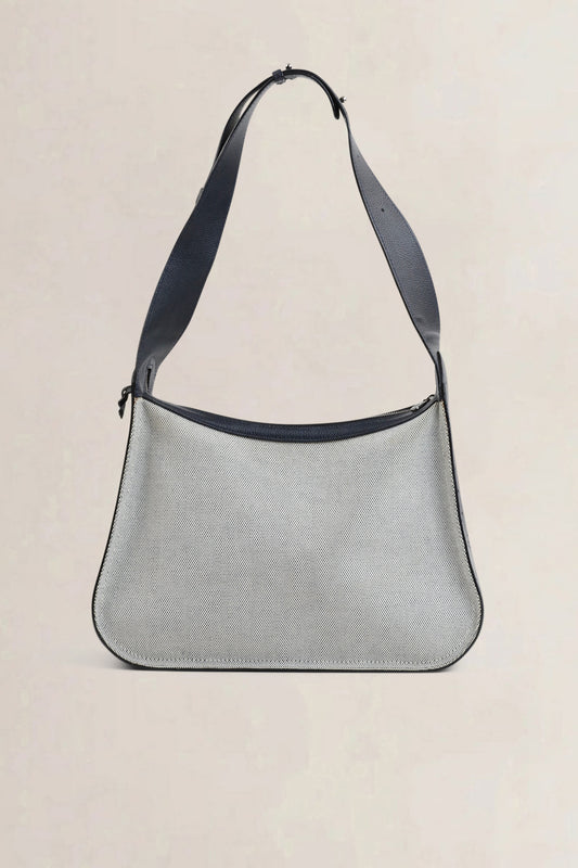 Delvaux Blue Canvas/Leather Pensée Shoulder Bag