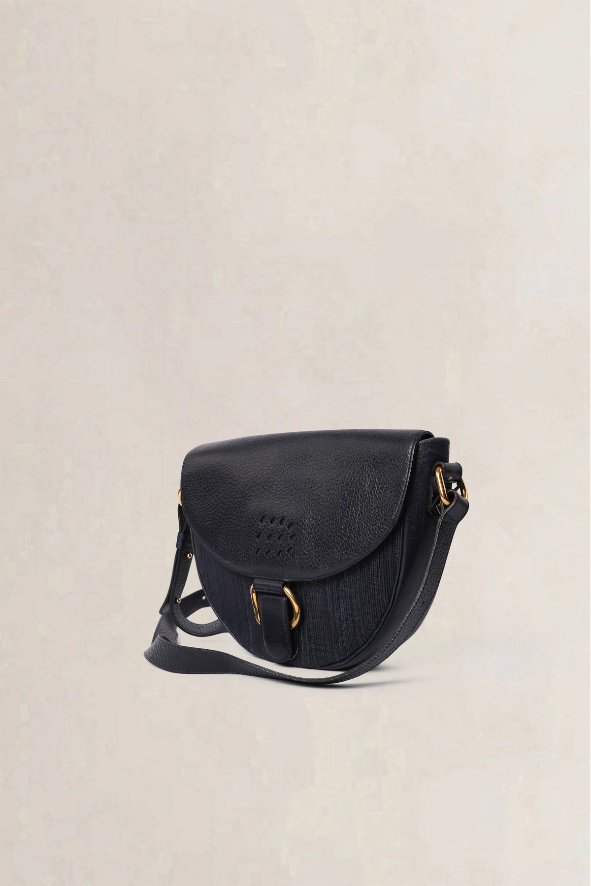 Delvaux Navy Toile de Cuir Crossbody Bag