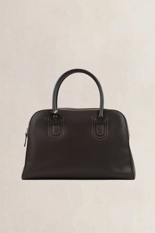 Delvaux Brown Leather Top Handle Bag
