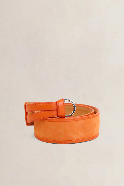 Delvaux Orange Suède/Leather Belt
