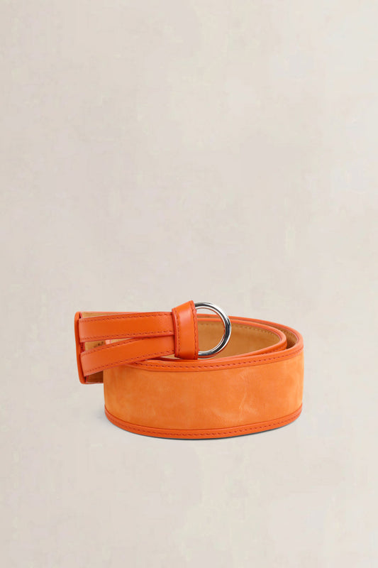 Delvaux Orange Suède/Leather Belt