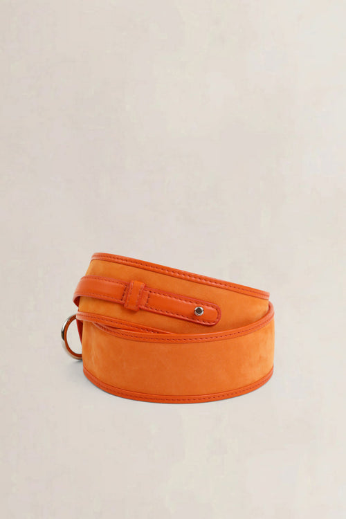 Delvaux Orange Suède/Leather Belt