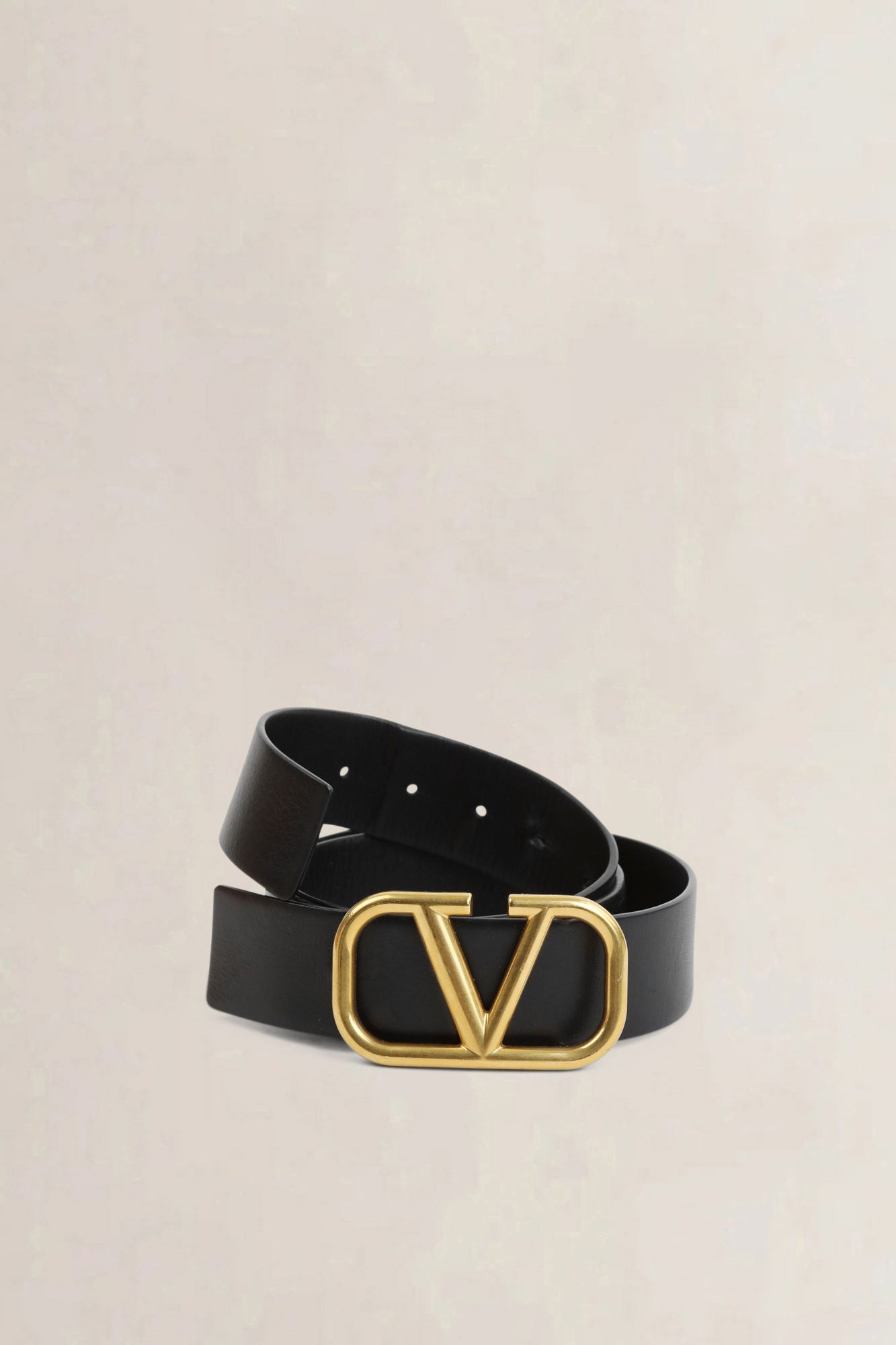 Valentino Black Vlogo Signature Calfskin Belt 40