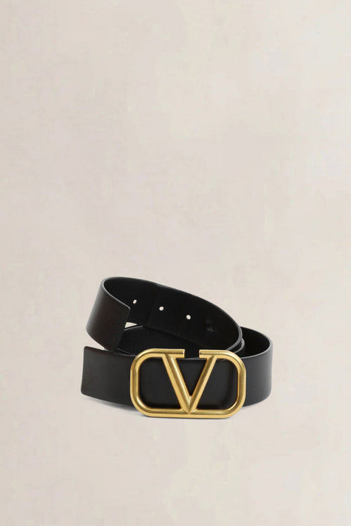 Valentino Black Vlogo Signature Calfskin Belt 40