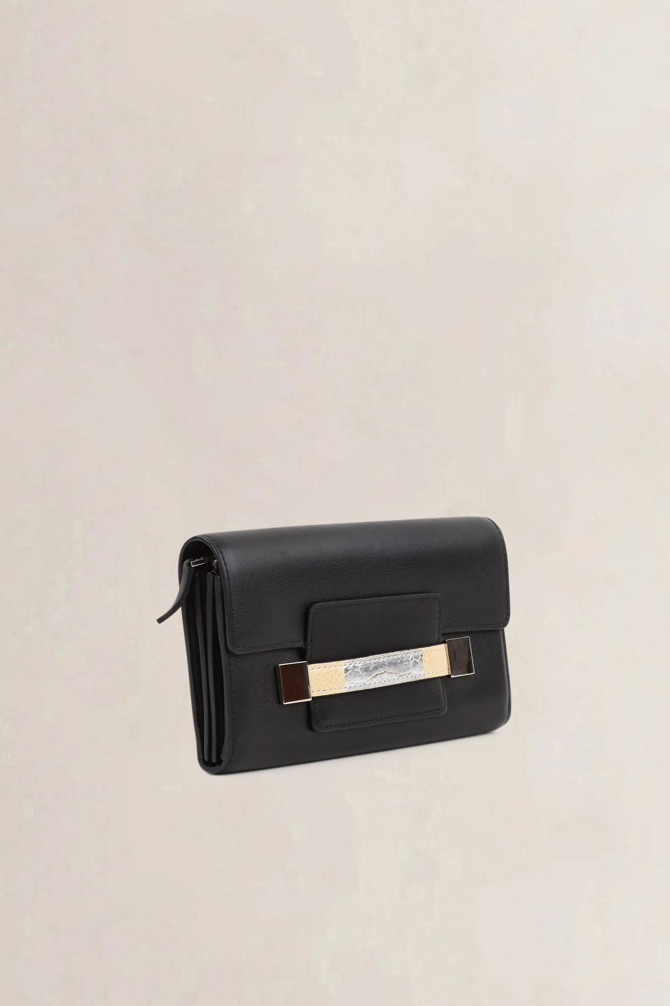 Delvaux Black Ostrich/Polo Madame Long Wallet