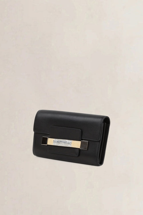 Delvaux Black Ostrich/Polo Madame Long Wallet