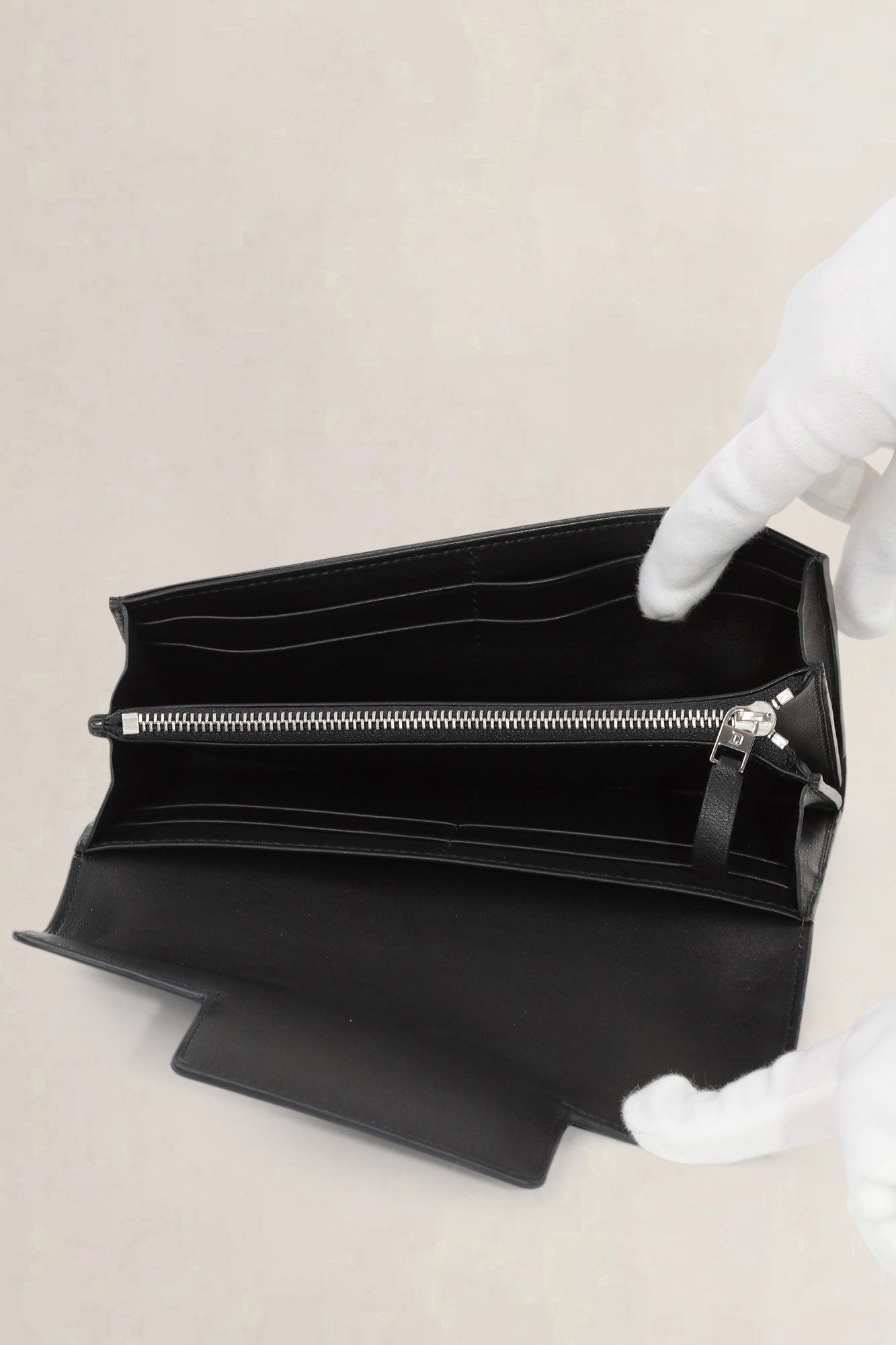 Delvaux Black Ostrich/Polo Madame Long Wallet