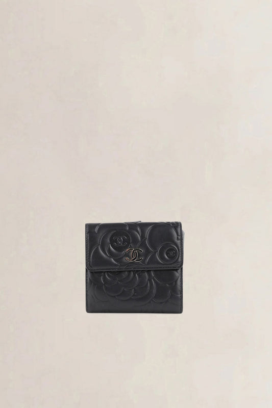 Chanel Black Camelia Embossed — preloved