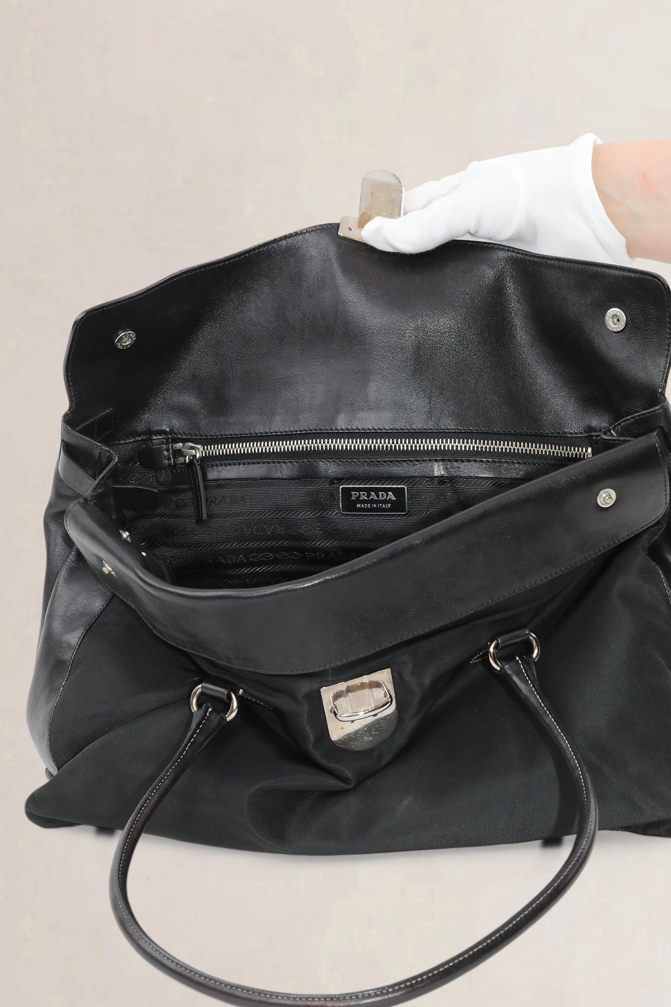 Prada Black Nylon/Leather Shoulder Bag