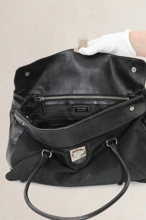 Prada Black Nylon/Leather Shoulder Bag