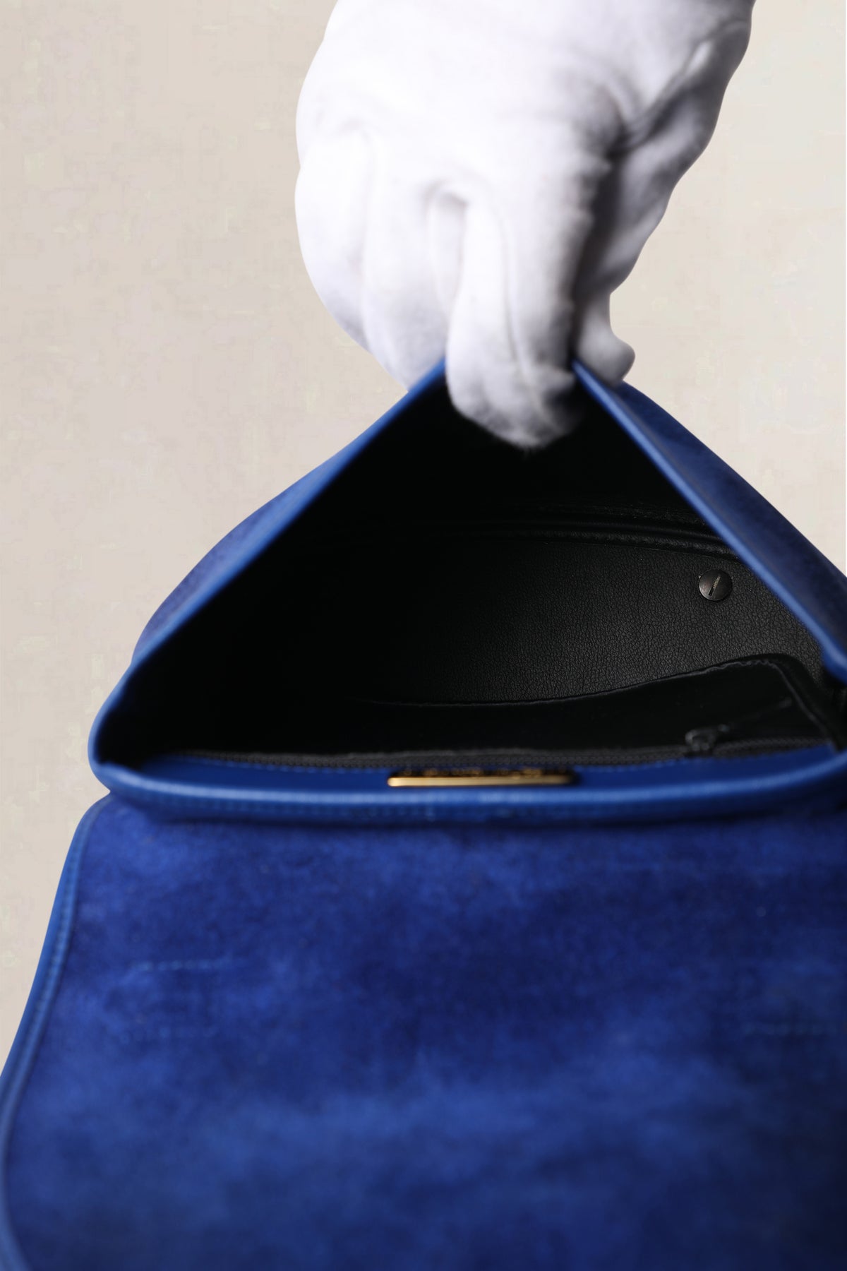 Saint Laurent Vintage Navy Suede Top Handle Bag